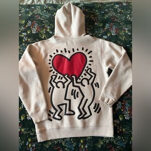 Keith Haring x Shoe Palace Collab Embroidered Graphic Hoodie Baggy Fit Size M